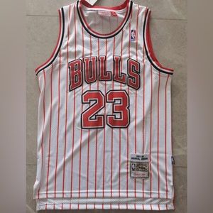 Michael Jordan White With Red Pinstripes XXL Jersey